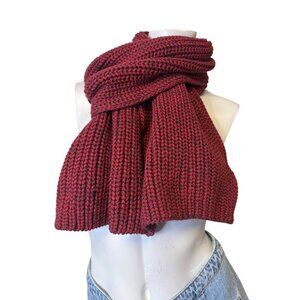 Gap Ribbed Knit Scarf Marled Burgundy Wine Dark Academia NWT 100% Cotton